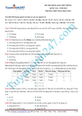 Đề thi trung học phổ thông quốc gia  Năm 2015 - Trường THPT Phan Bội Châu